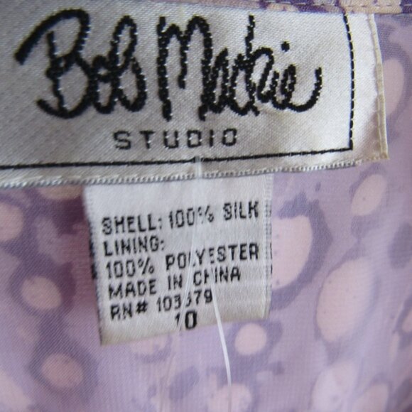 Bob Mackie 100% Silk Wrap Dress 10 Purple White Graphic Print New M Abstract - Picture 2 of 13